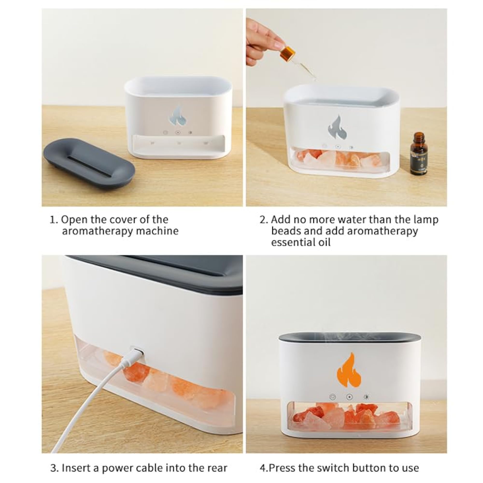 Fireplace Flame Diffuser, Aromatherapy Essential Ultrasonic Humidifier